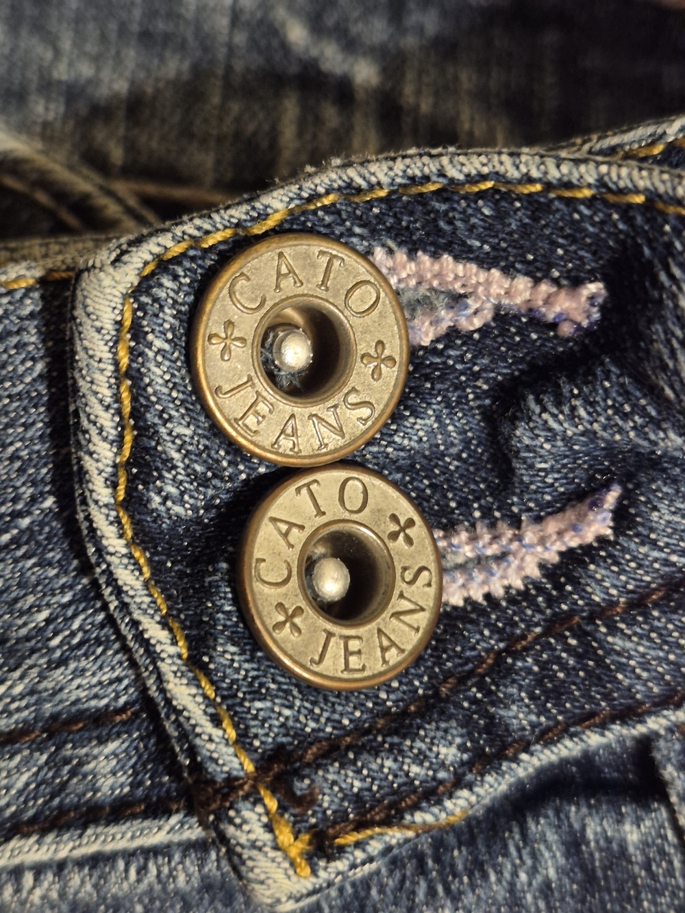 CATO Women's Jeans Double Button Denim - Blue Size 15/16)